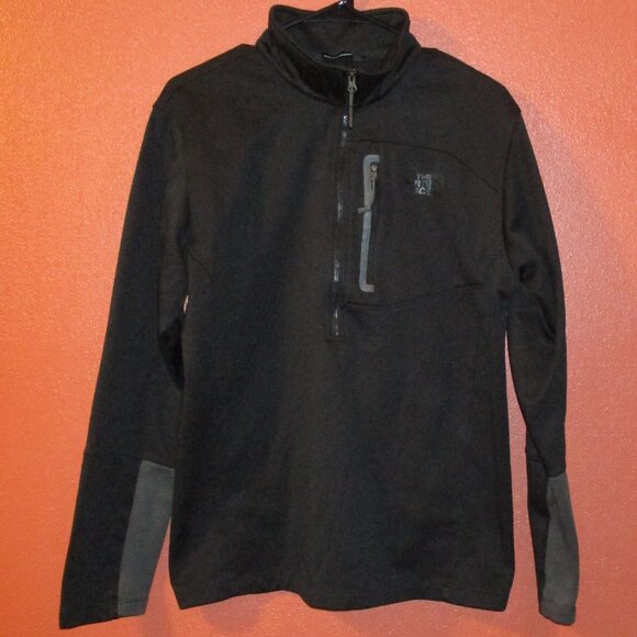 North Face Men Large Black Gray Zip Front Media Pocket Long Sleeve Pullover - Picture 1 of 8